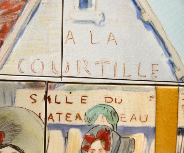 Faïencerie de Sarreguemines, Deux panneaux en céramique de scènes parisiennes, à partir de 1881 Faïencerie de Sarreguemines, Deux panneaux en céramique de scènes parisiennes, à partir de 1881-14