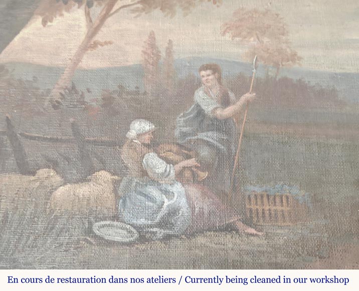 Trumeau d'époque Louis XV à la scène pastorale Trumeau d'époque Louis XV à la scène pastorale-4