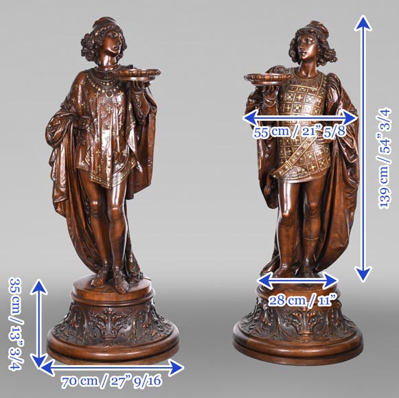 GUÉRET FRÈRES (ébénistes) et CARRIER-BELLEUSE (modèle de), Paire de porte-torchères « Pages », modèle de l’exposition universelle de 1867 GUÉRET FRÈRES (ébénistes) et CARRIER-BELLEUSE (modèle de), Paire de porte-torchères « Pages », modèle de l’exposition universelle de 1867-17