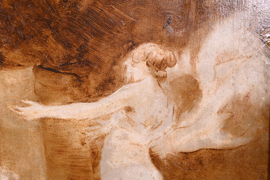 GEORGES MOREAU DE TOURS – Le peintre et sa muse, tableau en grisaille signé GEORGES MOREAU DE TOURS – Le peintre et sa muse, tableau en grisaille signé-3