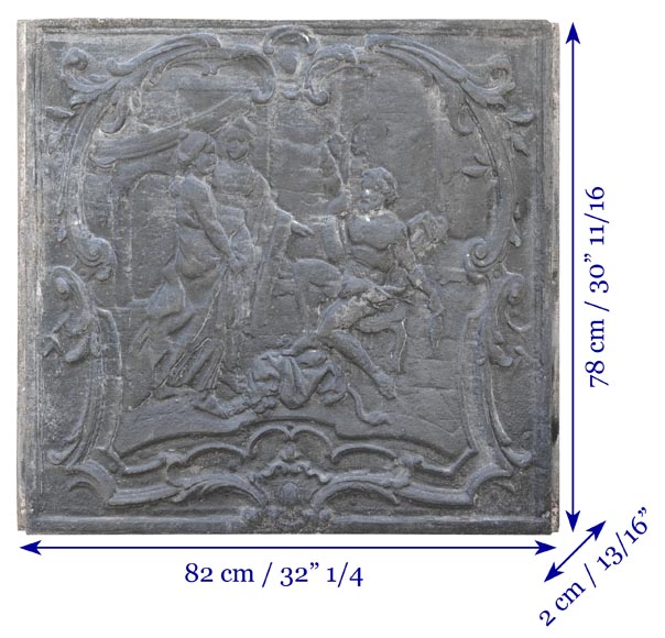 Plaque de cheminée de style Louis XV représentant Plaque de cheminée de style Louis XV représentant