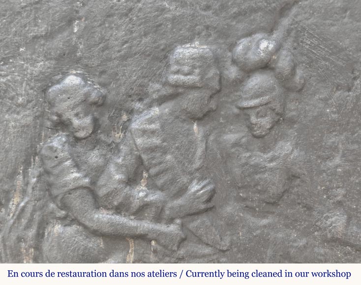 Plaque de cheminée de style Louis XVI, triomphe d'un roi Plaque de cheminée de style Louis XVI, triomphe d'un roi-4