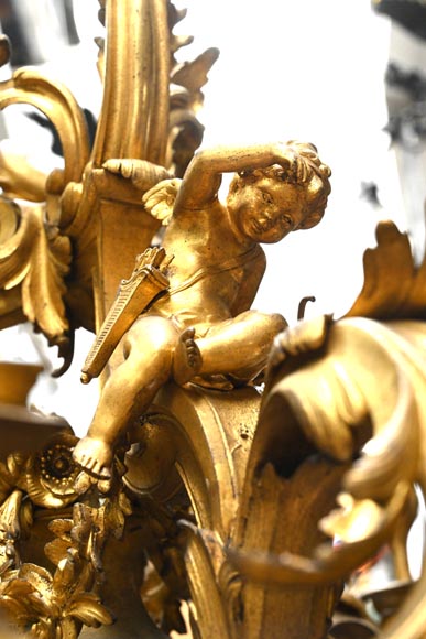 CAFFIERI (d'après). Exceptionnel lustre en bronze de style Louis XV CAFFIERI (d'après). Exceptionnel lustre en bronze de style Louis XV-8