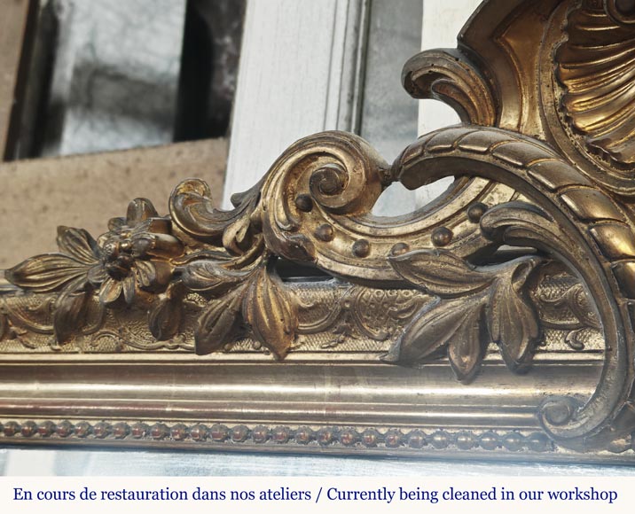 Trumeau de style Régence doré, surmonté d'une coquille Trumeau de style Régence doré, surmonté d'une coquille-3