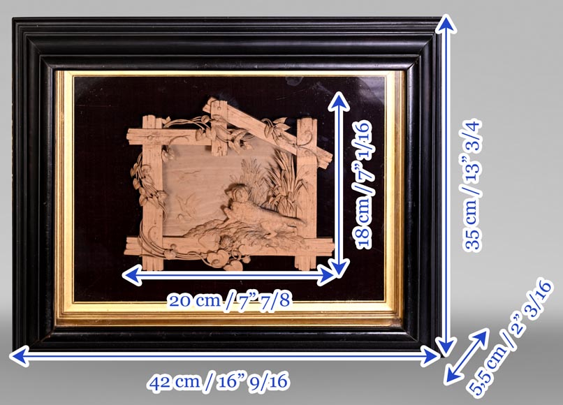 Haut relief sculpté en bois tendre de scène animalière, XIXe siècle Haut relief sculpté en bois tendre de scène animalière, XIXe siècle-7