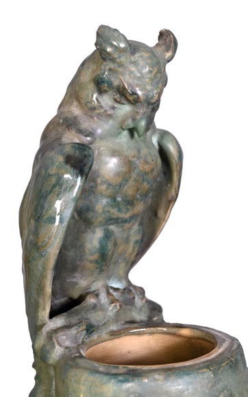 Eduard STELLMACHER pour Amphora, Vase au hibou en céramique, vers 1900 Eduard STELLMACHER pour Amphora, Vase au hibou en céramique, vers 1900-4