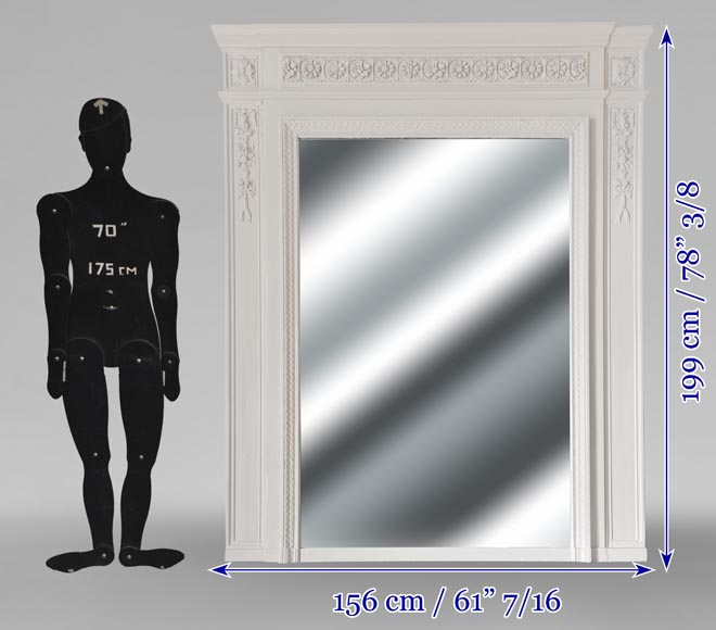 Trumeau de style Louis XVI décoré d'une frise de fleurs Trumeau de style Louis XVI décoré d'une frise de fleurs-1