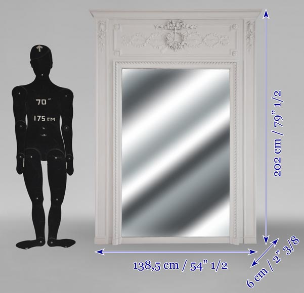 Trumeau de style Louis XVI surmonté d'une couronne de fleur Trumeau de style Louis XVI surmonté d'une couronne de fleur-5