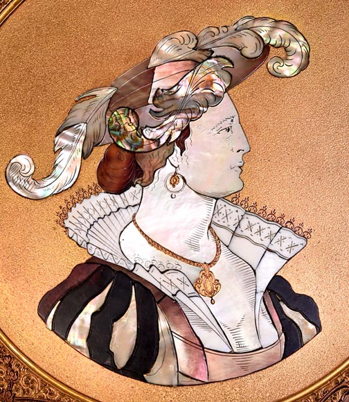 Maison KAYSER SOHN, Personnages de la Renaissance – Paire de plats décoratifs en corviniello, datés 1884 Maison KAYSER SOHN, Personnages de la Renaissance – Paire de plats décoratifs en corviniello, datés 1884-3