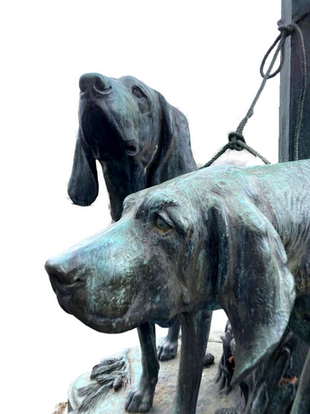 Auguste-Nicolas CAÏN, deux groupes monumentaux en bronze, socles en pierre d'origine, 1893 Auguste-Nicolas CAÏN, deux groupes monumentaux en bronze, socles en pierre d'origine, 1893-4