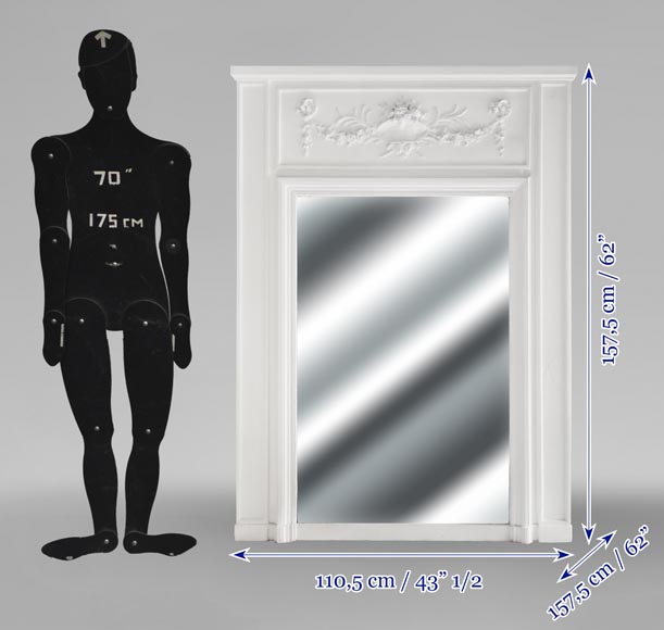 Trumeau de style Louis XVI décoré d'un panier fleuri Trumeau de style Louis XVI décoré d'un panier fleuri-5