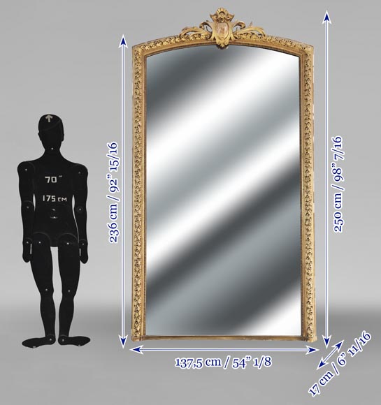 Trumeau doré de style Napoléon III décoré de frise de feuilles de chêne Trumeau doré de style Napoléon III décoré de frise de feuilles de chêne-7