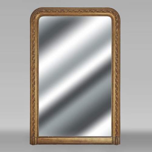 Trumeau doré de style Louis XVI à décor de ruban et perlé