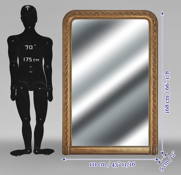 Trumeau doré de style Louis XVI à décor de ruban et perlé Trumeau doré de style Louis XVI à décor de ruban et perlé-5