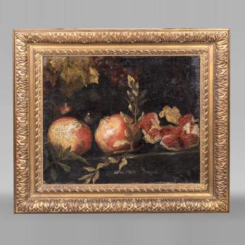 Nature morte aux grenades et raisins, école italienne, fin XVIIe siècle
