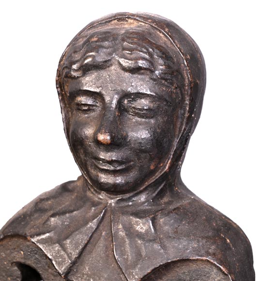 Paire de chenets en fonte à figures populaires Paire de chenets en fonte à figures populaires