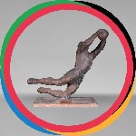 « Gardien de football », sculpture en régule
