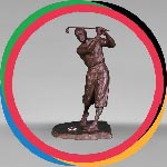 « Golfeur », sculpture en régule patiné