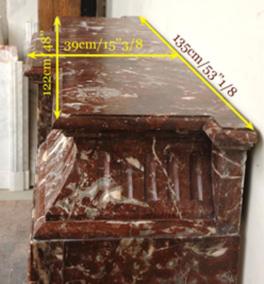 Cheminée en marbre de style Louis XIV à acrotère Cheminée en marbre de style Louis XIV à acrotère-7