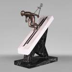 « Le skieur », sculpture en bronze patiné sur socle en mabre