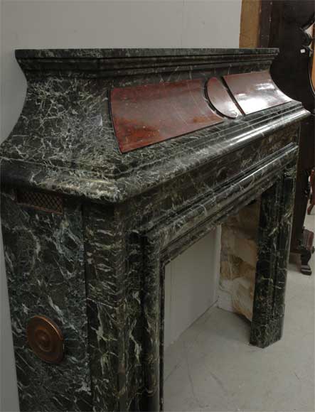 Cheminée à hotte en marbre vert de mer et rouge griotte Cheminée à hotte en marbre vert de mer et rouge griotte-4