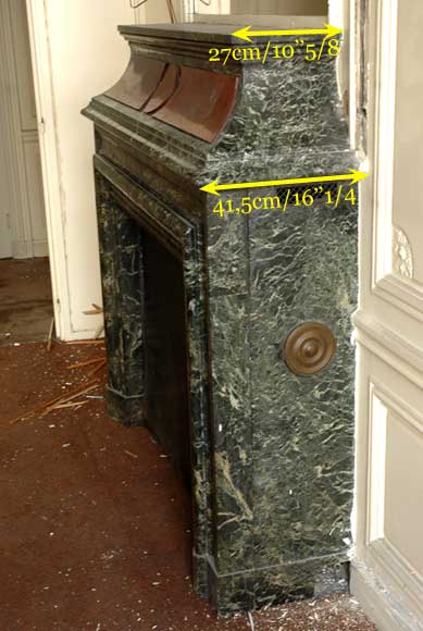 Cheminée à hotte en marbre vert de mer et rouge griotte Cheminée à hotte en marbre vert de mer et rouge griotte-8