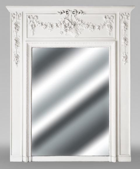 Trumeau de style Louis XVI décoré de guirlandes fleuries Trumeau de style Louis XVI décoré de guirlandes fleuries-0