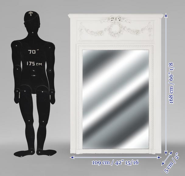 Trumeau de style Louis XVI décoré d'une couronne de fleur Trumeau de style Louis XVI décoré d'une couronne de fleur-6