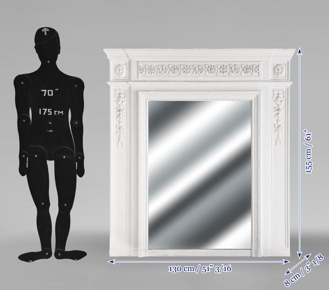 Trumeau de style Louis XVI décoré d'une frise de fleur Trumeau de style Louis XVI décoré d'une frise de fleur-6