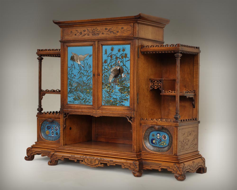 Cave à cigares japonisante au décor émaillé Cave à cigares japonisante au décor émaillé-0