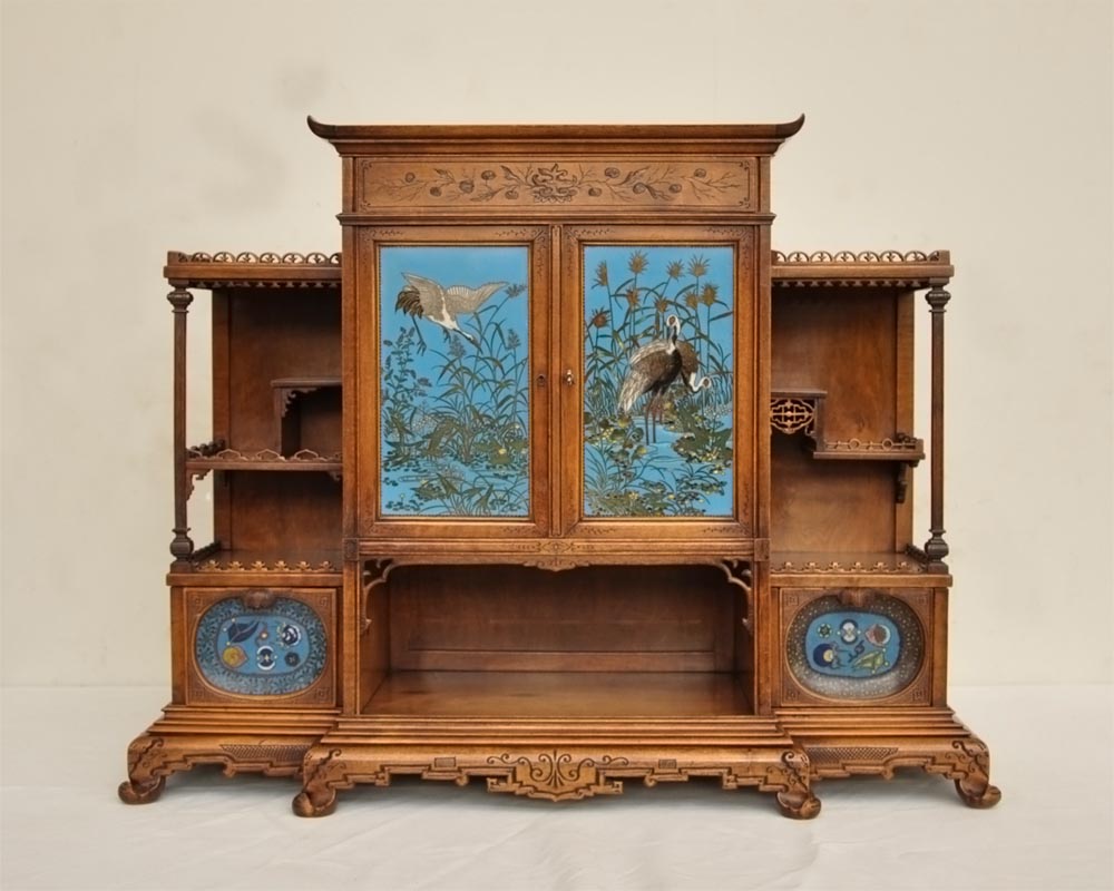 Cave à cigares japonisante au décor émaillé Cave à cigares japonisante au décor émaillé-1