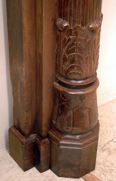 Grande cheminée ancienne en chêne avec incrustation de marbre Rouge Griotte Grande cheminée ancienne en chêne avec incrustation de marbre Rouge Griotte-4