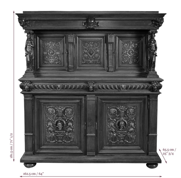 Salle à manger de style Néo-Renaissance en noyer sculpté à décor de grotesques et animaux fantastiques Salle à manger de style Néo-Renaissance en noyer sculpté à décor de grotesques et animaux fantastiques-16