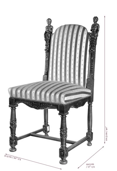 Salle à manger de style Néo-Renaissance en noyer sculpté à décor de grotesques et animaux fantastiques Salle à manger de style Néo-Renaissance en noyer sculpté à décor de grotesques et animaux fantastiques-18