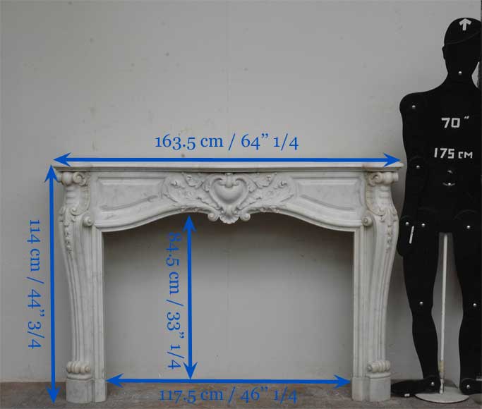 Cheminée Louis XV en marbre de Carrare du XIXè siècle Cheminée Louis XV en marbre de Carrare du XIXè siècle-10