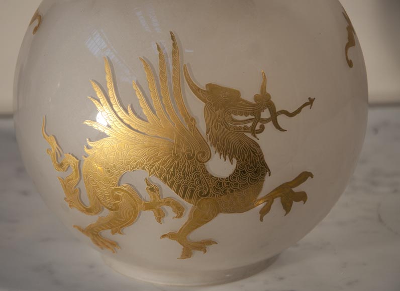 Superbe vase en faïence de Satzuma à personnages monté en lampe avec des bronzes attribués à Ferdinand Barbedienne Superbe vase en faïence de Satzuma à personnages monté en lampe avec des bronzes attribués à Ferdinand Barbedienne-8