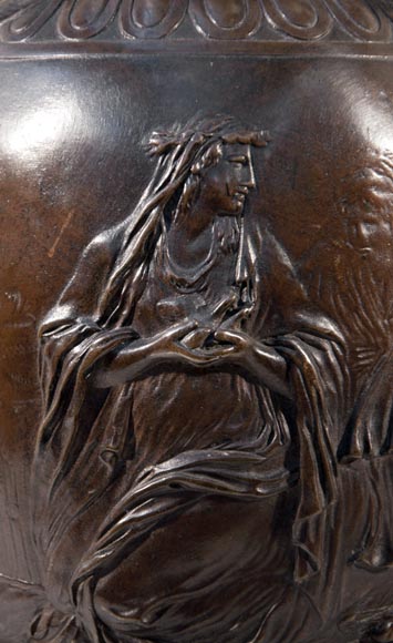 Ferdinand BARBEDIENNE - Paire de lampes Néo-Classiques en bronze à patine brune d'après un modèle de Clodion Ferdinand BARBEDIENNE - Paire de lampes Néo-Classiques en bronze à patine brune d'après un modèle de Clodion-7