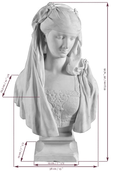 Albert-Ernest Carrier de Belleuse dit « CARRIER-BELLEUSE » (1824 - 1887) (d'après), Buste de jeune fille en biscuit Albert-Ernest Carrier de Belleuse dit « CARRIER-BELLEUSE » (1824 - 1887) (d'après), Buste de jeune fille en biscuit-7