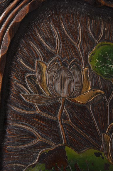 DAÏ NIPPON - Table à thé en bambou à décor gravé et laqué de style japonisant DAÏ NIPPON - Table à thé en bambou à décor gravé et laqué de style japonisant-6