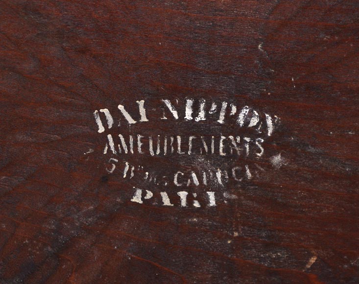 DAÏ NIPPON - Table à thé en bambou à décor gravé et laqué de style japonisant DAÏ NIPPON - Table à thé en bambou à décor gravé et laqué de style japonisant-9