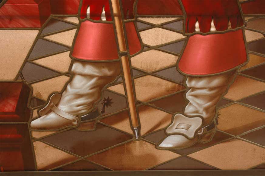 Vitrail au Mousquetaire signé  Vitrail au Mousquetaire signé