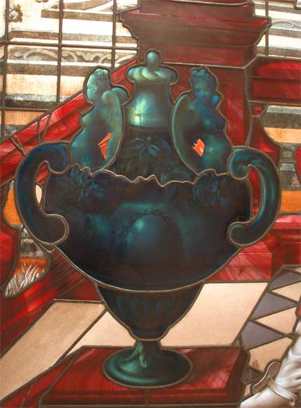 Vitrail au Mousquetaire signé  Vitrail au Mousquetaire signé