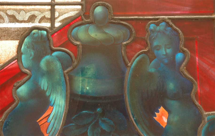 Vitrail au Mousquetaire signé  Vitrail au Mousquetaire signé