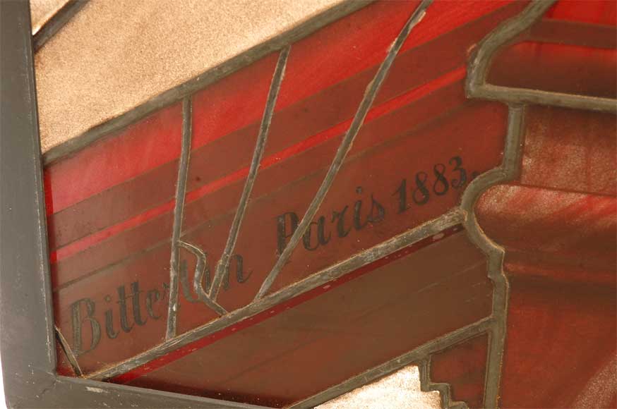 Vitrail au Mousquetaire signé  Vitrail au Mousquetaire signé