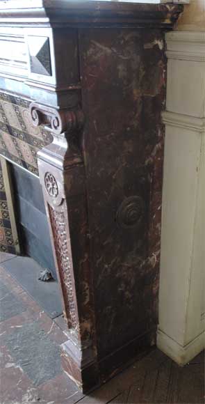 Cheminée ancienne de style Napoléon III en marbre Rouge du Nord Cheminée ancienne de style Napoléon III en marbre Rouge du Nord-4