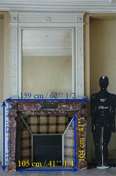 Cheminée ancienne de style Napoléon III en marbre Rouge du Nord Cheminée ancienne de style Napoléon III en marbre Rouge du Nord-10