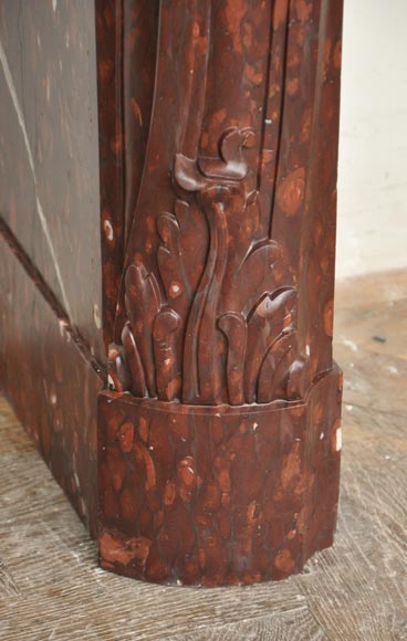 Cheminée ancienne de style Louis XV en marbre Rouge Griotte Cheminée ancienne de style Louis XV en marbre Rouge Griotte-4