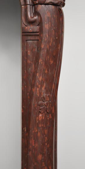 Cheminée ancienne de style Louis XV en marbre Rouge Griotte Cheminée ancienne de style Louis XV en marbre Rouge Griotte-7