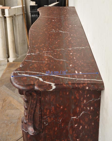 Cheminée ancienne de style Louis XV en marbre Rouge Griotte Cheminée ancienne de style Louis XV en marbre Rouge Griotte-8