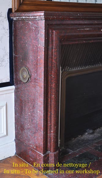 Cheminée ancienne de style Louis XIV en marbre Rouge Griotte Cheminée ancienne de style Louis XIV en marbre Rouge Griotte-2